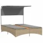 Tumbona doble con capota y cojines ratán sintético beige mix by , Loungers - Ref: Foro24-365623, Price: 360,40 €, Discount: %