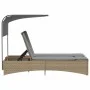 Tumbona doble con capota y cojines ratán sintético beige mix by , Loungers - Ref: Foro24-365623, Price: 360,40 €, Discount: %