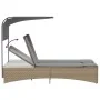 Tumbona doble con capota y cojines ratán sintético beige mix by , Loungers - Ref: Foro24-365623, Price: 360,40 €, Discount: %