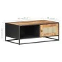 Rough mango wood and natural cane coffee table 90x50x35cm by vidaXL, Coffee table - Ref: Foro24-323143, Price: 173,62 €, Disc...