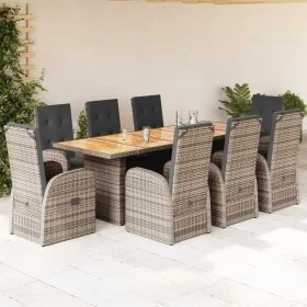 Set comedor jardín 9 pzas y cojines ratán sintético gris by , Garden sets - Ref: Foro24-3277592, Price: 1,00 €, Discount: %