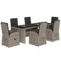 Set comedor jardín 7 pzas y cojines ratán sintético gris by , Garden sets - Ref: Foro24-3277599, Price: 1,00 €, Discount: %