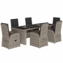 Set comedor jardín 7 pzas y cojines ratán sintético gris by , Garden sets - Ref: Foro24-3277599, Price: 1,00 €, Discount: %