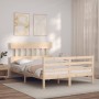 Double bed frame with solid wood headboard by vidaXL, Beds and slatted bases - Ref: Foro24-3195126, Price: 115,39 €, Discount: %