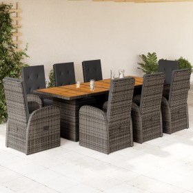 Garten-Essgruppe, 9-teilig, mit grauen Polstern aus synthetischem Rattan. von , Gartensets - Ref: Foro24-3277614, Preis: 1,00...