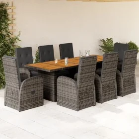 Set comedor jardín 9 pzas y cojines ratán sintético gris by , Garden sets - Ref: Foro24-3277614, Price: 1,00 €, Discount: %