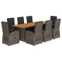 Set comedor jardín 9 pzas y cojines ratán sintético gris by , Garden sets - Ref: Foro24-3277614, Price: 1,00 €, Discount: %