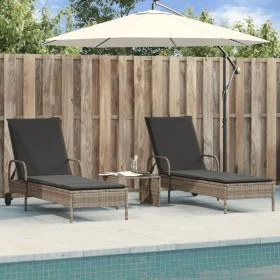 Tumbonas con cojines 2 unidades ratán sintético gris by , Loungers - Ref: Foro24-3261436, Price: 334,89 €, Discount: %