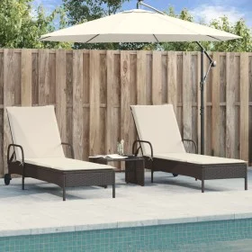 Liegestühle mit Kissen, 2 Stück, aus schwarzem synthetischem Rattan von , Liegen - Ref: Foro24-3261434, Preis: 323,94 €, Raba...