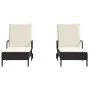 Tumbonas con cojines 2 unidades ratán sintético negro by , Loungers - Ref: Foro24-3261434, Price: 323,94 €, Discount: %