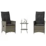 Gartenstühle und Tischchen mit Kissen, 3-teilig, graues PE-Rattan von , Gartensets - Ref: Foro24-365654, Preis: 268,22 €, Rab...