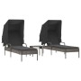 Tumbonas con capota y mesa 2 uds ratán sintético gris de , Tumbonas - Ref: Foro24-3261571, Precio: 366,81 €, Descuento: %