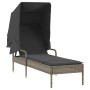 Liegestühle mit Sonnendach und Tisch, 2 Stück, aus grauem synthetischem Rattan. von , Liegen - Ref: Foro24-3261571, Preis: 36...