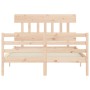 Double bed frame with solid wood headboard by vidaXL, Beds and slatted bases - Ref: Foro24-3195126, Price: 115,39 €, Discount: %