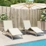 Tumbonas con mesita 2 unidades ratán sintético beige by , Loungers - Ref: Foro24-4002714, Price: 319,04 €, Discount: %
