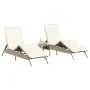 Tumbonas con mesita 2 unidades ratán sintético beige by , Loungers - Ref: Foro24-4002714, Price: 319,04 €, Discount: %