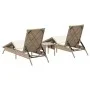 Tumbonas con mesita 2 unidades ratán sintético beige by , Loungers - Ref: Foro24-4002714, Price: 319,04 €, Discount: %