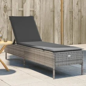 Sun lounger with synthetic rattan and grey cushion by , Loungers - Ref: Foro24-4002721, Price: 147,44 €, Discount: %