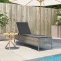 Sun lounger with synthetic rattan and grey cushion by , Loungers - Ref: Foro24-4002721, Price: 147,44 €, Discount: %