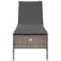 Sun lounger with synthetic rattan and grey cushion by , Loungers - Ref: Foro24-4002721, Price: 147,44 €, Discount: %