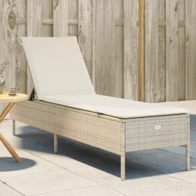 Tumbona con cojín ratán sintético beige by , Loungers - Ref: Foro24-4002723, Price: 161,74 €, Discount: %