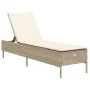 Tumbona con cojín ratán sintético beige de , Tumbonas - Ref: Foro24-4002723, Precio: 172,18 €, Descuento: %