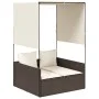 Tumbona doble con techo y cortinas ratán sintético marrón von , Liegen - Ref: Foro24-4002756, Preis: 229,68 €, Rabatt: %