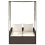 Tumbona doble con techo y cortinas ratán sintético marrón von , Liegen - Ref: Foro24-4002756, Preis: 229,68 €, Rabatt: %