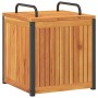 Massivholz-Gartenkissenbox aus Akazienholz und Stahl, 45x45x45/53cm. von , Aufbewahrungsboxen für den Außenbereich - Ref: For...