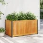 Jardinera de madera maciza de acacia y acero 85x45x44 cm de , Maceteros y jardineras - Ref: Foro24-367611, Precio: 112,71 €, ...