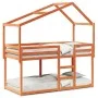 Bunk bed with solid pine wood roof in brown wax, 90x190 cm. by , Beds and slatted bases - Ref: Foro24-3282046, Price: 227,93 ...