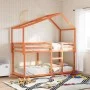 Bunk bed with solid pine wood roof in brown wax, 90x190 cm. by , Beds and slatted bases - Ref: Foro24-3282046, Price: 227,93 ...