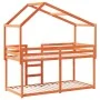 Bunk bed with solid pine wood roof in brown wax, 90x190 cm. by , Beds and slatted bases - Ref: Foro24-3282046, Price: 227,93 ...