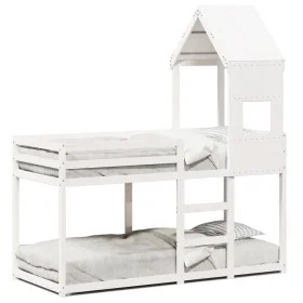 Bunk bed with solid white pine wood roof 90x190 cm by , Beds and slatted bases - Ref: Foro24-3282006, Price: 241,71 €, Discou...