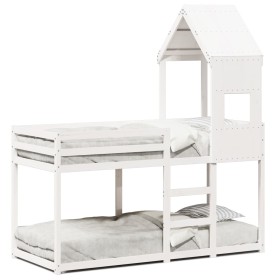 Etagenbett mit massivem Dach aus weißem Kiefernholz 90x190 cm. von , Betten und Lattenroste - Ref: Foro24-3282006, Preis: 259...