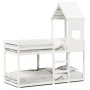 Etagenbett mit massivem Dach aus weißem Kiefernholz 90x190 cm. von , Betten und Lattenroste - Ref: Foro24-3282006, Preis: 241...