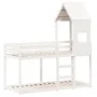 Cama litera con techo madera maciza de pino blanco 90x190 cm de , Camas y somieres - Ref: Foro24-3282006, Precio: 251,98 €, D...