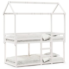 Etagenbett mit massivem Dach aus weißem Kiefernholz 90x200 cm. von , Betten und Lattenroste - Ref: Foro24-3282120, Preis: 268...