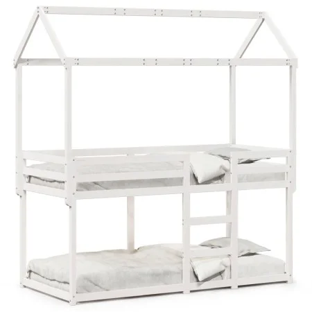 Bunk bed with solid white pine wood roof 90x200 cm by , Beds and slatted bases - Ref: Foro24-3282120, Price: 280,84 €, Discou...