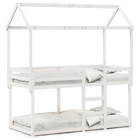 Etagenbett mit massivem Dach aus weißem Kiefernholz 90x200 cm. von , Betten und Lattenroste - Ref: Foro24-3282120, Preis: 268...
