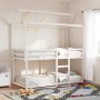 Cama litera con techo madera maciza de pino blanco 90x200 cm de , Camas y somieres - Ref: Foro24-3282120, Precio: 260,08 €, D...