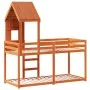 Bunk bed with solid pine wood roof in brown, 80x200 cm. by , Beds and slatted bases - Ref: Foro24-3281996, Price: 242,01 €, D...