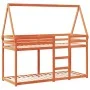 Cama litera con techo madera maciza pino marrón 90x190 cm de , Camas y somieres - Ref: Foro24-3282086, Precio: 194,82 €, Desc...