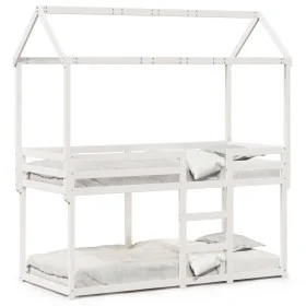 Etagenbett mit massivem Dach aus weißer Kiefer 80x200 cm. von , Betten und Lattenroste - Ref: Foro24-3282122, Preis: 227,32 €...