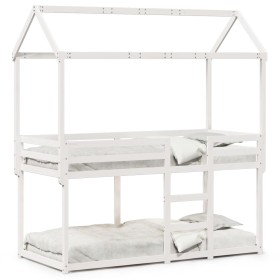 Etagenbett mit massivem Dach aus weißer Kiefer 80x200 cm. von , Betten und Lattenroste - Ref: Foro24-3282122, Preis: 234,46 €...