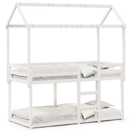 Etagenbett mit massivem Dach aus weißer Kiefer 80x200 cm. von , Betten und Lattenroste - Ref: Foro24-3282122, Preis: 234,46 €...