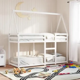 Bunk bed with solid white pine wood roof 75x190 cm by , Beds and slatted bases - Ref: Foro24-3282090, Price: 191,52 €, Discou...