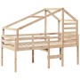 Cama alta con techo madera maciza de pino 90x200 cm de , Camas y somieres - Ref: Foro24-3281977, Precio: 220,86 €