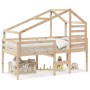 Cama alta con techo madera maciza de pino 90x200 cm de , Camas y somieres - Ref: Foro24-3281977, Precio: 220,86 €