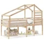 Cama alta con techo madera maciza de pino 90x200 cm de , Camas y somieres - Ref: Foro24-3281977, Precio: 226,31 €, Descuento: %